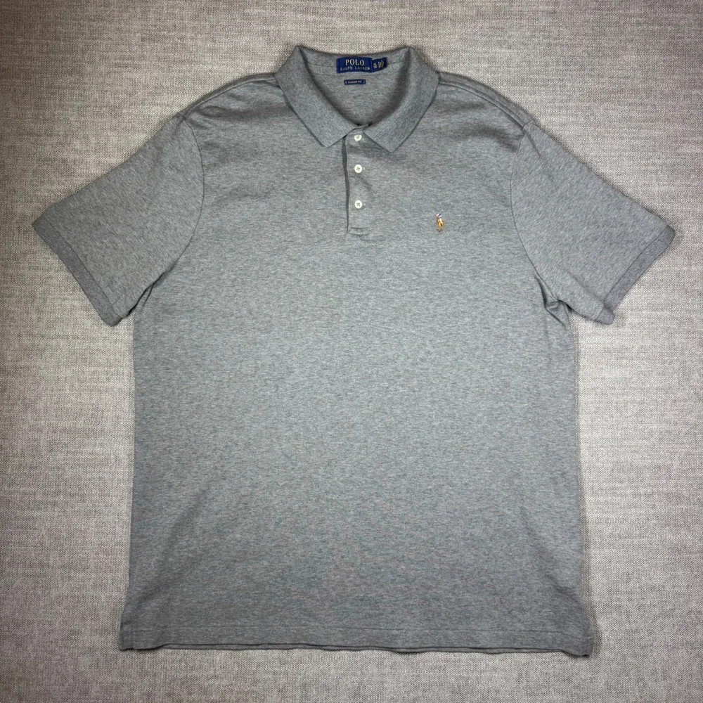 Polo Ralph Lauren Mens XL Gray Classic Fit Short Sleeve Colorful Pony Polo Shirt